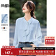 尚都比拉優(yōu)雅氣質(zhì)輕熟時(shí)尚飄帶領(lǐng)襯衫女長(cháng)袖雪紡衫通勤百搭上衣 灰藍色  L