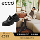 愛步（ECCO）樂福鞋女 2025新款英倫風牛皮厚底增高單鞋女 蹤跡220763 黑色22076301001 37