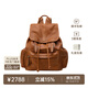 裘真植鞣羊皮自游雙肩包旅游輕便休閑復古大容量背包男女同款 焦糖色大號