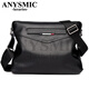 ANYSMIC奢侈高端品牌男士斜挎包商務(wù)休閑牛皮單肩包真皮高顏值大容量背包 黑色