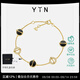 YIN隱「因」系列 黃金比紅玉髓黑瑪瑙鉆石18K金手鏈生日禮物送女友紅玉髓鉆石手鏈15+1+1cm