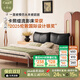 卡熙緹流影床中古風(fēng)真皮實(shí)木家用包豪斯主臥法式復(fù)古軟包 羽絨款-煙墨黑油蠟皮 1.8米床（松木排骨架）