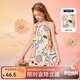 ASK JUNIOR女童連衣裙夏中大童童趣涂鴉滿(mǎn)印休閑吊帶公主裙 花色 140 