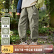 左西男童工裝褲兒童褲子春秋款2025新款日系戶外運(yùn)動(dòng)束腳褲 綠色 140