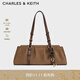 CHARLES&KEITH25冬新品絨面包掛腋下法棍包餃子包CK2-30671819-1 Mocha Brown摩卡棕 M