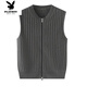 花花公子（PLAYBOY）2025秋冬新款無(wú)袖修身拉鏈馬甲開(kāi)衫加厚羊毛針織背心坎肩 灰色【7823+XY】馬甲# 3XL 135-150斤