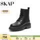 SKAP2024冬季時(shí)尚短筒真皮輕質(zhì)牛皮革女士短靴 黑色 38