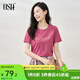歐莎（OSA）白色字母短袖t恤女夏裝2025年新款設計感小眾衣服短款體恤上衣 玫紅色 L