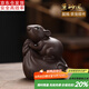 古德窯虎虎生威紫砂茶寵錢(qián)袋老鼠福?？绅B茶玩手工精品茶盤(pán)擺件茶具配件 黑泥-《鼠錢(qián)》茶寵