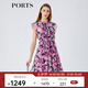 PORTS寶姿女裝春夏新品時(shí)尚碎花圓領(lǐng)短袖連衣裙LM8D240MPP109 丈青印花 L (8)