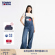 TOMMY JEANS【美式復(fù)古】秋冬女純棉經(jīng)典潮流拼色大口袋牛仔背帶褲 牛仔藍(lán)1A5 S