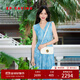 EP雅瑩[唐嫣同款]提花褶藝收腰優(yōu)雅背心無袖連衣裙 2025新款4113A 藍色 L
