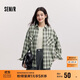 森馬（Semir）[商場(chǎng)同款]長(cháng)袖襯衫女中長(cháng)款oversize春2025格紋上衣101125105007