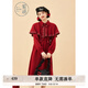紫涵（ZIHAN）紫涵收腰中長款襯衫連衣裙女年冬季簡約學(xué)院風(fēng)披肩A字裙 復(fù)古紅 M