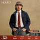 SKARO【輕量防水】藍色格紋獵裝夾克男秋季休閑戶(hù)外通勤立領(lǐng)外套 藏青色SKL1031 L (48)
