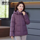 雪中飛羽絨服女2025冬季短款翻領(lǐng)寬松連帽保暖外套媽媽裝豆沙色XL