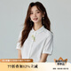 茵曼田園文藝?yán)C花短袖白襯衫女夏季氣質(zhì)百搭娃娃領(lǐng)襯衣上衣 月牙白 S