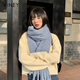 viney圍巾女2025新款冬季韓系保暖披肩純色針織圍脖生日禮物送女友老婆 藍色-高端禮盒裝