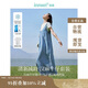 茵曼涼感漢麻牛仔連衣裙女夏百搭休閑風(fēng)T恤背帶裙子 牛仔藍 L 