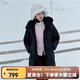 艾萊依（ERAL）女士羽絨服軟糯泡芙中長(cháng)款羽絨服可脫卸連帽鴨絨保暖加厚羽絨服 炭黑 S 155【建議80-110斤】