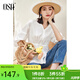歐莎（OSA）V領(lǐng)七分袖襯衫女夏季高級感女士洋氣上衣收腰顯瘦休閑薄款襯衣 白色 XL