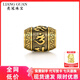 亮冠黃金酷黑六字真言轉運珠5D硬金999足金回紋大明咒桶珠情侶款手鏈 足金短款六字真言約1.25-1.35g+黑皮繩