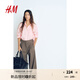 H&M女裝襯衫2025夏季新款時(shí)尚透氣松馳感亞麻襯衫有領(lǐng)上衣1219107 淺粉色 S 160/88
