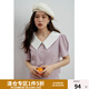 獨束大碼女裝法式復古甜美減齡時(shí)尚套裝夏微胖mm泡泡袖短裙兩件套 外套 XL