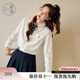 紫涵（ZIHAN）紫涵蕾絲邊娃娃領(lǐng)長(cháng)袖襯衫女2025春季新款甜美學(xué)院風(fēng)內搭胸花襯衣 白色 XL