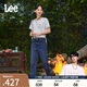 Lee【張凌赫代言】411舒適高腰小直腳顯瘦藍色水洗女牛仔褲潮流 中淺藍色（25褲長(cháng)） 27