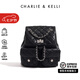 CHARLIE&KELLI CK品牌包包女包2025新款菱格鏈條雙肩包百搭小背包學(xué)生開學(xué)書包 騎士黑【七夕情人節(jié)禮物】