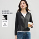 韓都衣舍格雷系撞色拼色假兩件長(cháng)袖T恤女2025春秋高級感寬松顯瘦打底上衣