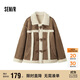 森馬（Semir）外套女牛角扣翻領(lǐng)寬松文藝2024冬季仿麂皮仿兔毛夾克109724108011