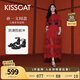 KISSCAT接吻貓孫一文同款【云感】25夏方頭粗跟時(shí)裝涼鞋黑色一字帶涼鞋 黑色 37
