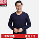 三槍 厚棉老年人 男士全棉秋衣秋褲套裝 大碼爸爸棉毛衫套裝 藏青（低圓領(lǐng)） L