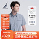 諾帝卡（NAUTICA）【單件直降】男裝24夏季新款全棉經(jīng)典格紋休閑短袖襯衫男WO4202 霧霾藍41H XL