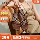 他她（TATA）綁帶粗跟涼鞋女鞋一字帶氣質(zhì)簡(jiǎn)約涼鞋2025秋新款 啡色 37