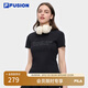 FILA FUSION斐樂(lè )潮牌女裝針織短袖衫2025夏季新款時(shí)尚修身短袖T恤 正黑色-BK L 170/88A/L