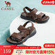 駱駝（CAMEL）新款磨砂牛皮柔軟兩穿涼拖舒適商務(wù)男士涼鞋 G13M211017 深棕色腳背高拍大一碼 43