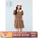 紫涵（ZIHAN）紫涵假兩件撞色翻領(lǐng)連衣裙女2025夏季新款甜美單排扣短袖a字短裙 咖格 S