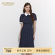SCOFIELD優(yōu)雅氣質(zhì)復(fù)古波點(diǎn)印花百褶中長(zhǎng)連衣裙女裝夏季新款 藏青色（爆款加單） L 170