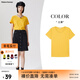美特斯邦威短袖t恤女士夏季純色合體多色學(xué)生校園時(shí)尚女上衣基礎百搭打底衫 實(shí)樣土黃 L 165 88A