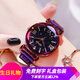 格瑪仕（gemax）格瑪仕品牌女士手表女款星空手表女生十大防水名牌電子表國表腕表 紫殼黑面（手表+手鐲+項鏈+禮盒）