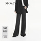 MO&Co.牛仔褲天絲棉混紡洗磨做舊黑中低腰及地直筒闊腿摩安珂 牛仔黑色 M 27