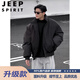 JEEP SPIRIT黑色飛行夾克羽絨服男款廓形短款工裝外套cleanfit美式痞帥棒球服 黑色【羽絨綿】【升級款】 L