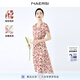 娜爾思（NAERSI）銀蔥雪紡法式印花風(fēng)情v領(lǐng)連衣裙夏新款氣質(zhì)度假裙 中紅色 XL 42