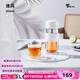 SIMELO施美樂(lè)抑菌純鈦茶水分離杯女雙層玻璃杯純鈦濾網(wǎng)泡茶杯 清風(fēng) 300ml /茶水分離/純鈦濾網(wǎng)