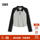 森馬（Semir）POLO衫女短款拼色插肩袖修身上衣小個(gè)子秋顯瘦套頭衫101524115003