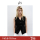 H's冰絲毛針織馬甲女25夏新款肌理設(shè)計(jì)感深V領(lǐng)收腰透氣通勤背心 黑色 S