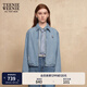 Teenie Weenie小熊牛仔外套女2025年春季新款刺繡簡約休閑短款?yuàn)A克外套女 中藍(lán)色 M